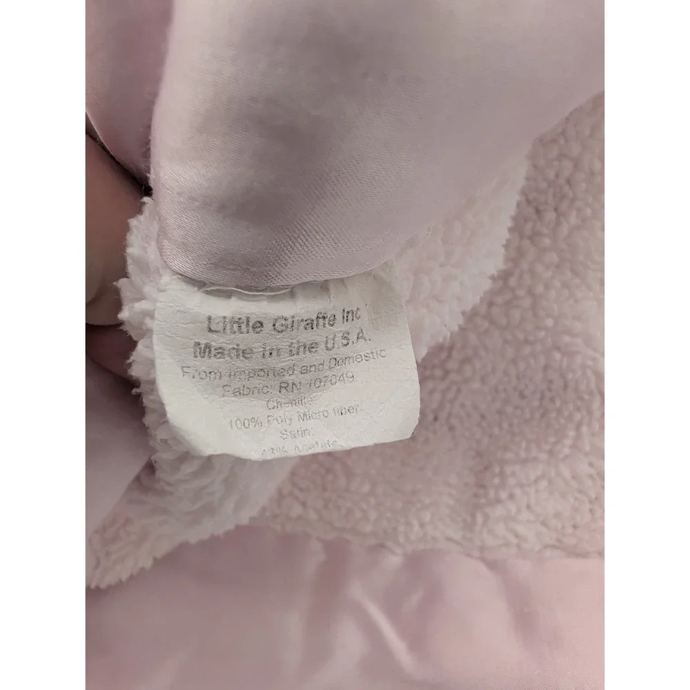 Little Giraffe Pink Baby Blanket Satin Edge 35x29 Chenille Security Lovie Luvie